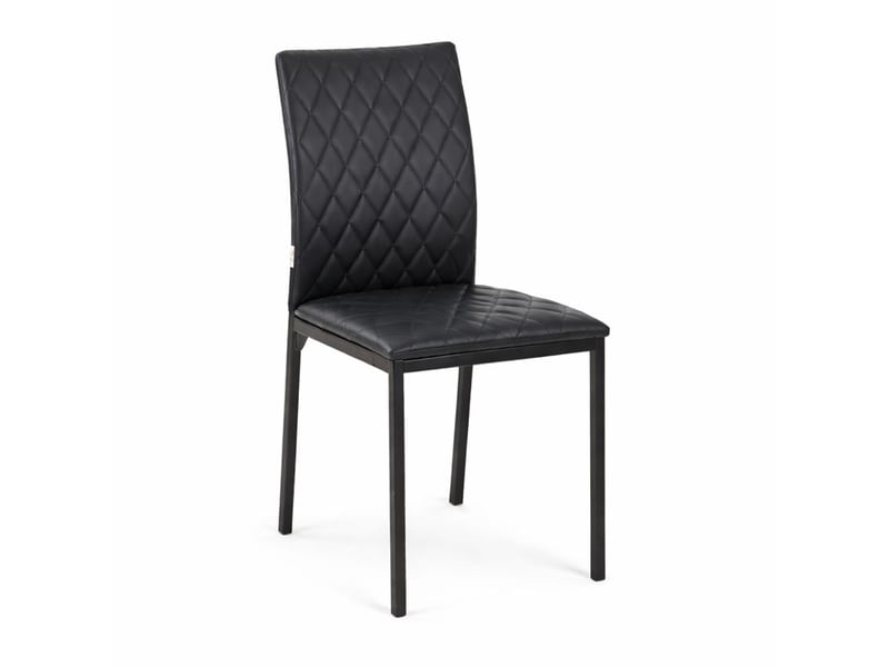 Lot de 4 chaises noires salle à manger, assise rembourrée, pieds acier, design moderne et élégant  - Conforama A