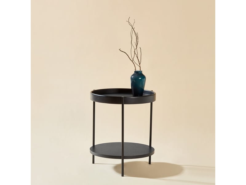  Table basse 44 x 44 x 48 cm design à 2 niveaux forme ronde bois massif structure métal 3 couleurs montage facile  - Conforama A