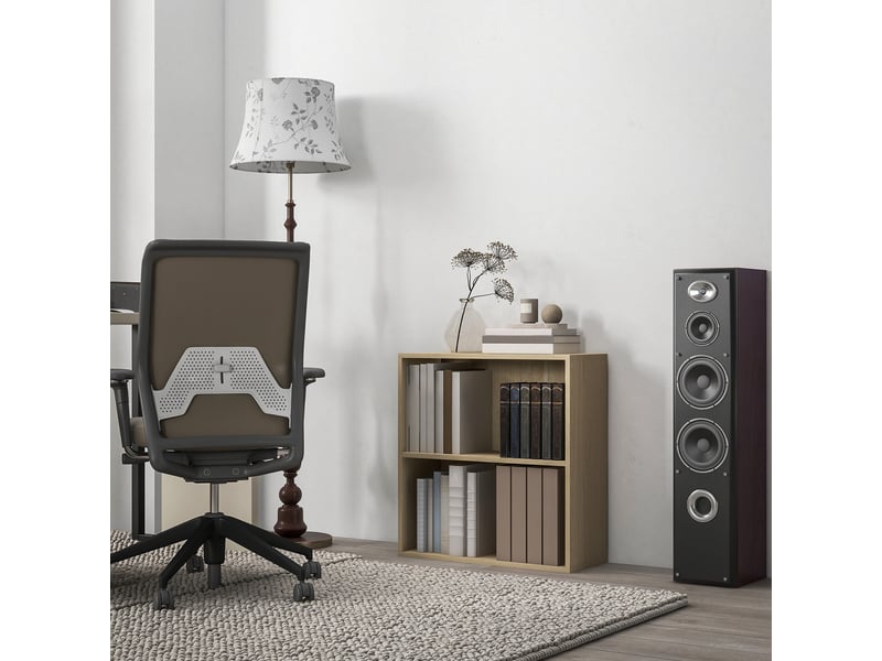  Bibliothèque étagère de rangement avec 2 compartiments et étagère réglable, 60 x 24 x 63 cm, effet bois naturel  - Conforama C
