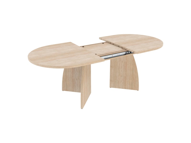  Table à manger ovale avec allonge bois clair - 90x150-200max.cm mdf  - Conforama E