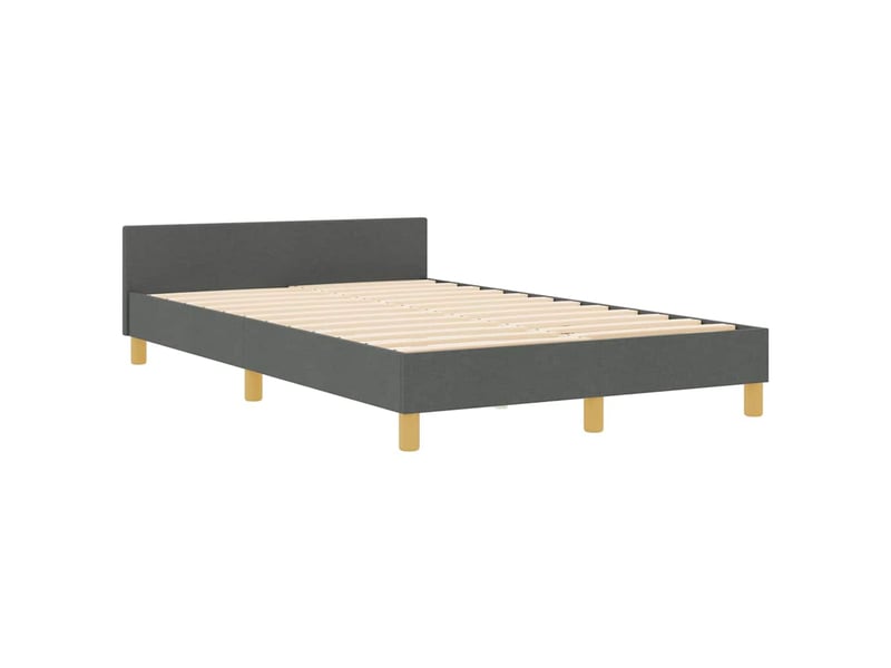  Lit double- lit adulte -  cadre de lit avec tête de lit gris foncé 120 x 190 cm tissu  - Conforama C