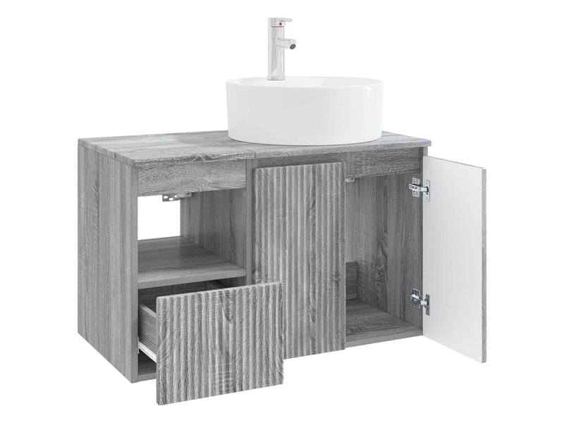  Ensemble de mobilier de salle de bain 2 pc sonoma gris cf64197  - Conforama D
