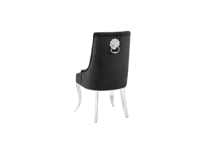  Lot de 2 chaises baroques velena en velours noir capitonné avec pieds argentés  - Conforama D