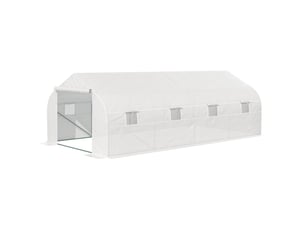 Serre de jardin ou abri de terrasse 6 x 3 x 2 m pour la culture de plantes et de graines, blanche