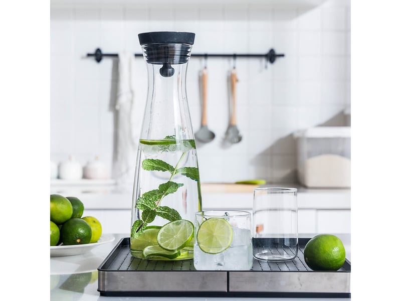  Carafe à eau, 1.2 l, hauteur 29 cm, carafe en verre, couvercle en silicone  - Conforama C