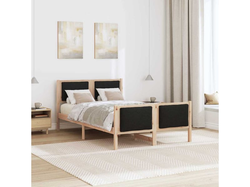 Lit double- lit adulte -  cadre de lit avec tête de lit noir 120 x 190 cm tissu  - Conforama C