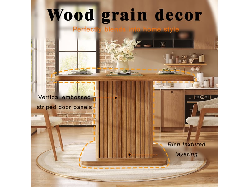  Table à manger carrée 4 places avec rangement - lpospi - relief vertical, mdf aspect bois brun foncé, 80 × 80 cm  - Conforama E