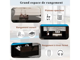 Table basse rectangulaire coloris noir BrimViber - 50 cmx100 cm