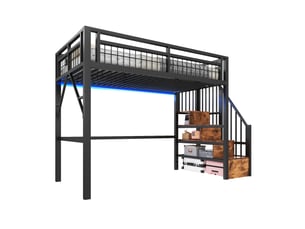 Lit mezzanine 90x200 cm <strong></strong>  <strong>Radiant Stride</strong> coloris noir