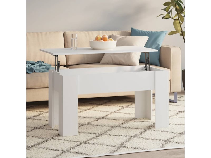  Table basse rectangulaire | table de salon blanc 101x49x52 cm bois d'ingénierie shl1237  - Conforama B