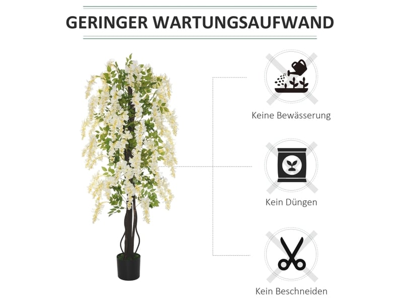 Plante artificielle glycine blanche en pot, sans entretien, en plastique, pour intérieur et extérieur ø24 × 165 cm - Conforama E