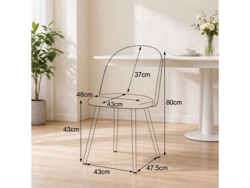  Lot de chaises 4 pièces dossier ergonomique incurvé style scandinave sièges élégants chaises visiteurs  - Conforama C