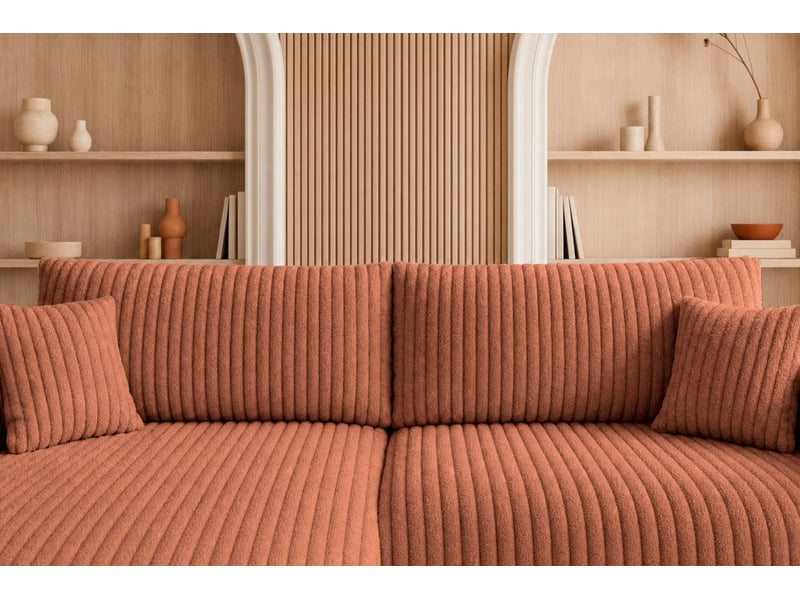  Emma - canapé d'angle convertible gros velours côtelé 4 places terracotta  - Conforama E
