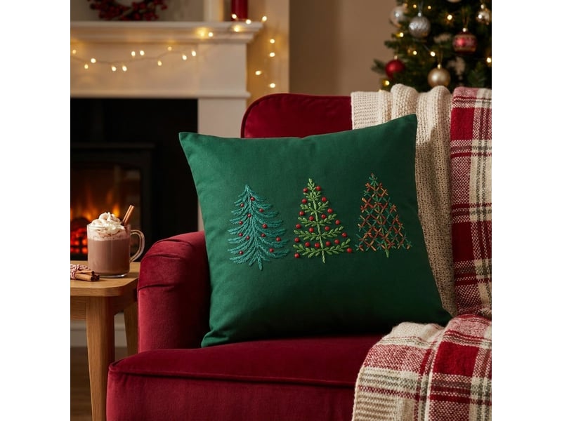  Housse de coussin rectangulaire de noël en polyester décorée klaffen  - Conforama B