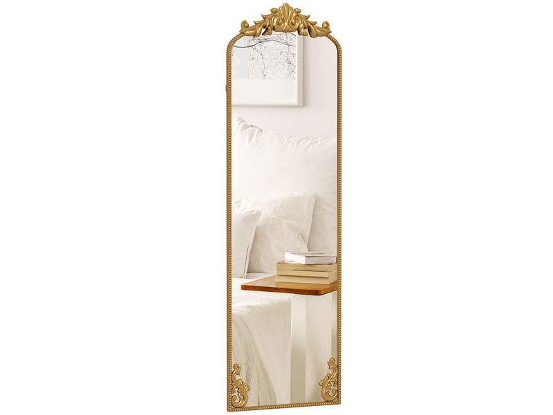  Miroir sur pied de style baroque avec cadre, verre trempé et métal, 50 x 4,5 x 160 cm, doré  - Conforama B