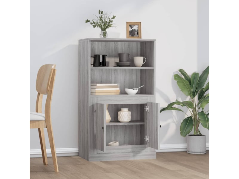  Buffet haut - bahut - meuble de rangement sonoma gris 60x35,5x103,5 cm bois d'ingénierie  - Conforama C