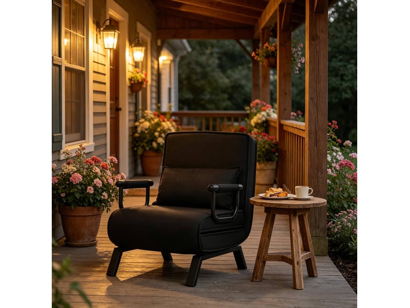  Fauteuil-lit convertible 3 en 1 noir avec dossier réglable  - Conforama D
