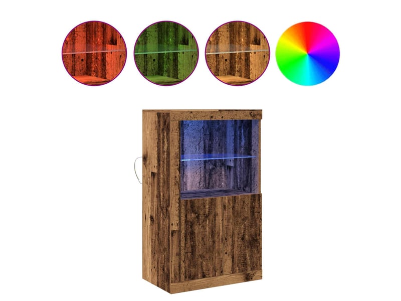  Buffet led, meuble de rangement salon 60,5 x 37 x 100 cm bois d'ingénierie bois ancien  - Conforama D