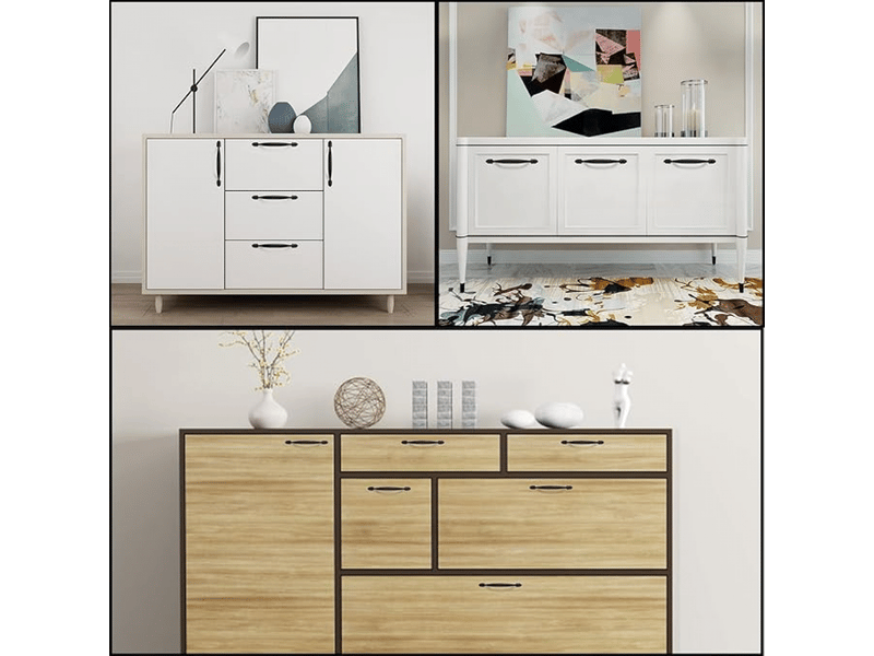  4 pièces de tirants pour portes d'armoire, tirants pour meubles de cuisine noirs, tirants et boutons avec vis  - Conforama D