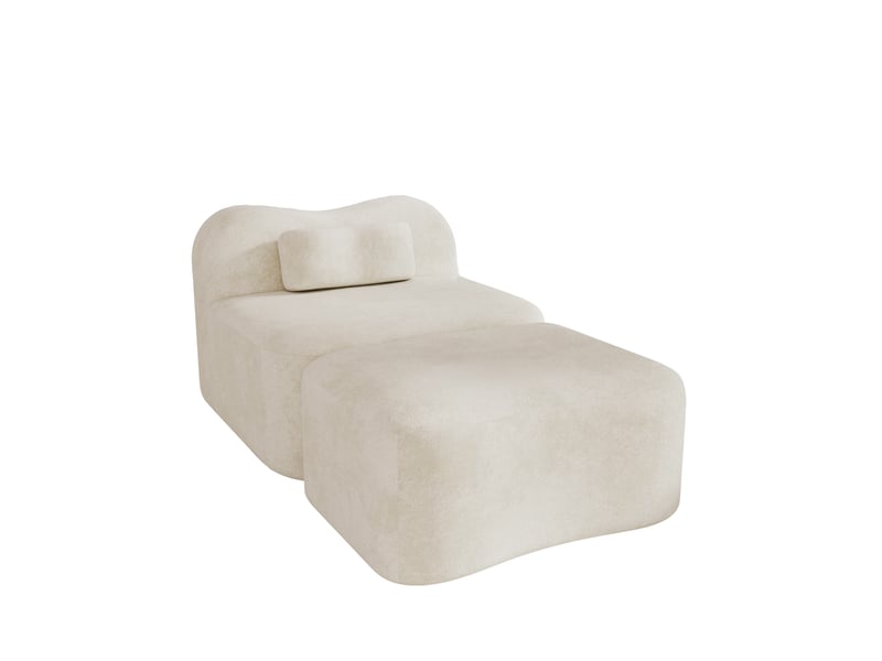 Canapé modulable, canapé 1 place, en tissu, beige, avec pouf, pour salon, chambre, adapté à l'espace de vie, appartement - Conforama W