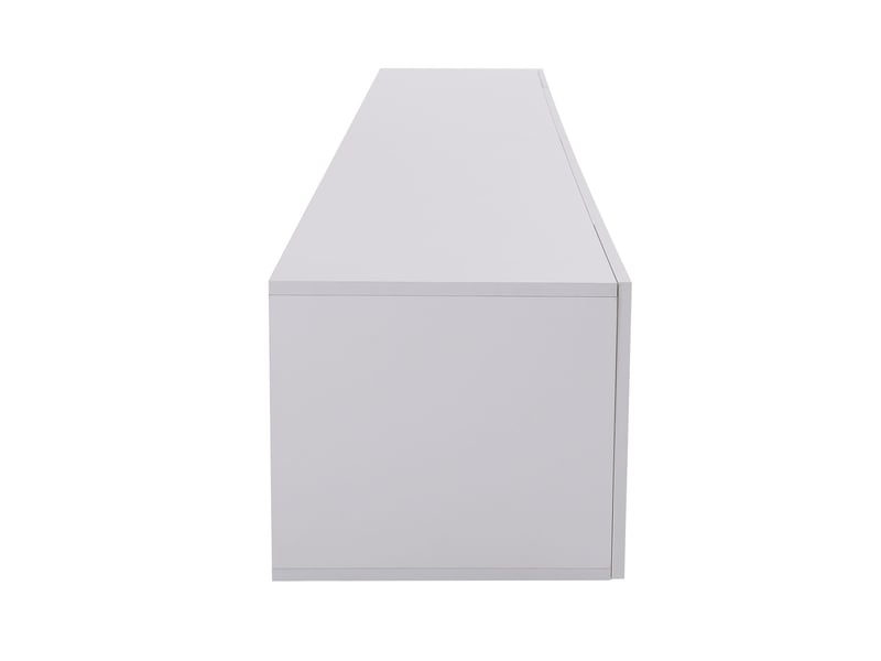  Meuble tv contemporain 240cm, design blanc moderne avec panneau lumineux et éclairage led meuble tv avec rangement  - Conforama D