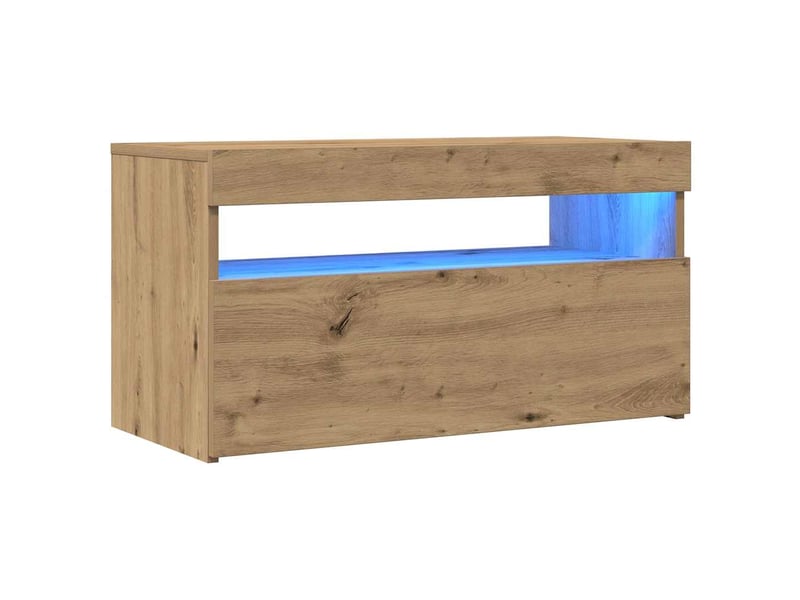  Lot de 2 meuble tv avec lumières led chêne artisanal shl81322  - Conforama E