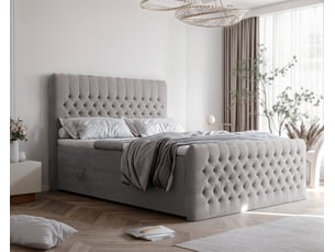 Lit coffre 200x200 cm <strong>IDOHOME</strong>  <strong>ALBA PLUS</strong> coloris gris