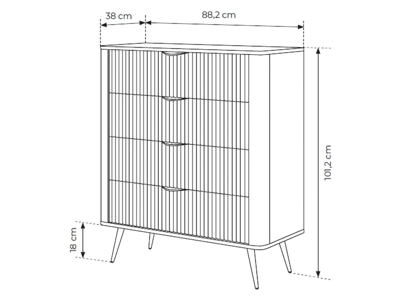  Buffet haliso, commode 4 tiroirs, 88x38x101h cm beige Haliso - Conforama D