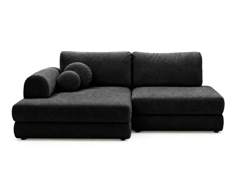  April - canapé d'angle gauche 4 places convertible avec coffre en velours texturé - best mobilier - noir APRIL - Conforama A