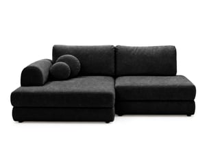 Canapé d'angle gauche convertible BESTMOBILIER APRIL 4 places Velours noir avec coffre de rangement