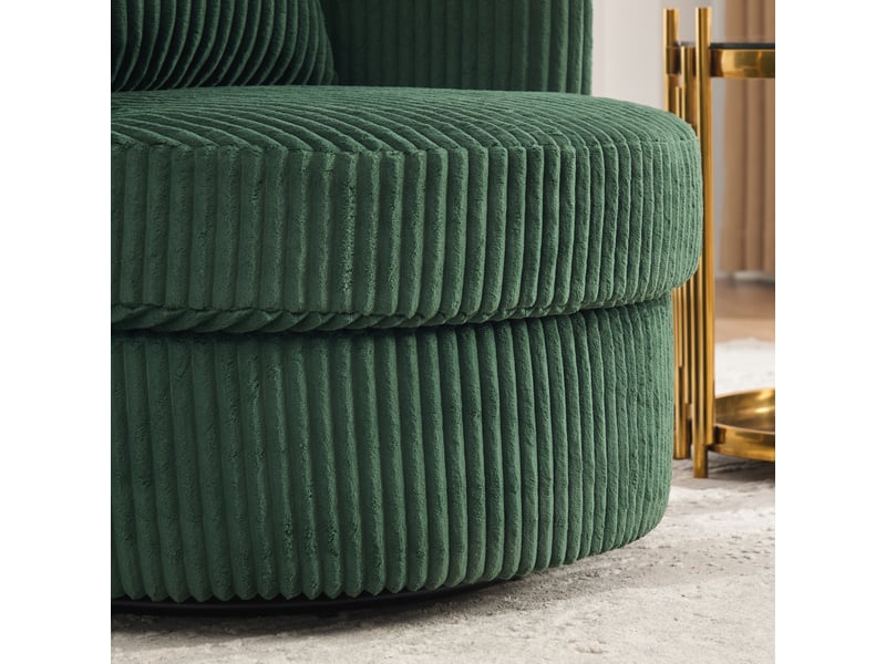 Fauteuil de loisirs pivotant 360° en velours côtelé, lot de 2, rangement sous assise pour salon et chambre  - Conforama W
