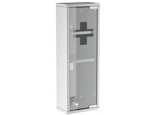 Armoire à pharmacie 20x12x58cm en acier inoxydable avec verre dépoli argent, armoire de premiers secours idéale pour la maison et le bureau