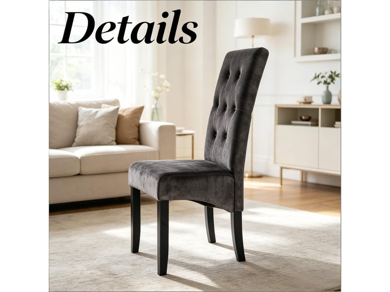  Lot de 2 chaises de salle à manger,avec dossier haut,velours,noir  - Conforama D