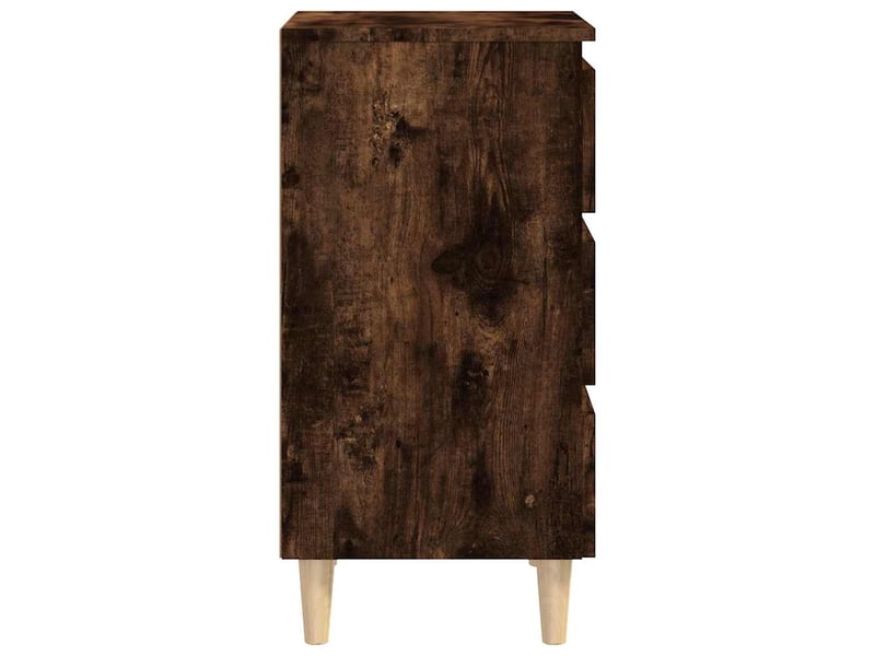  Table de chevet - cabinet de chevet - table de nuit avec pieds en bois solide chêne fumé 40x35x69cm  - Conforama E