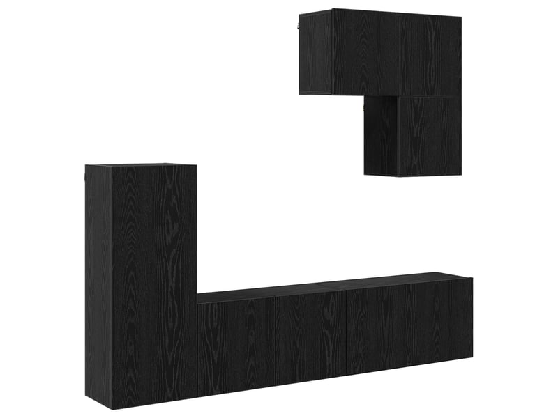  Unité murale de tv 5 pcs chêne noir bois d'ingénierie shl4695  - Conforama A