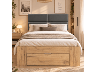 Lit avec rangement 90x200 cm coloris naturel