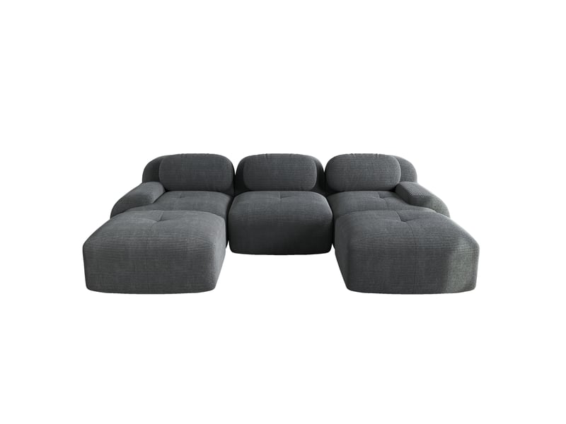  Canapé modulable u 298x178x70 cm 3 places, velours côtelé gris, prêt à utiliser  - Conforama A