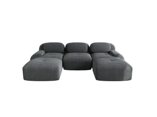 Canapé droit compressé fixe HAVRYA  3 places Velours côtelé gris