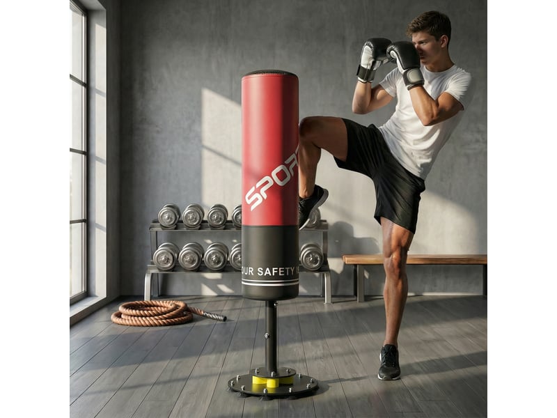  Sac de frappe autoportant de 135 cm, 10 ventouses et amortisseurs pour adultes et adolescents  - Conforama C