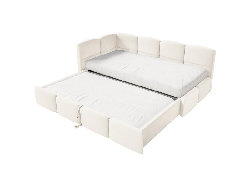  Selsey cloudy - lit rembourré - 170x185 cm - velours crème - côté gauche Cloudy - Conforama D
