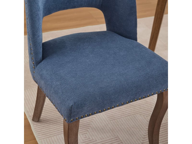  Lot de 2 chaises en bois avec revêtement en tissu bleu – design moderne et style campagne  - Conforama E