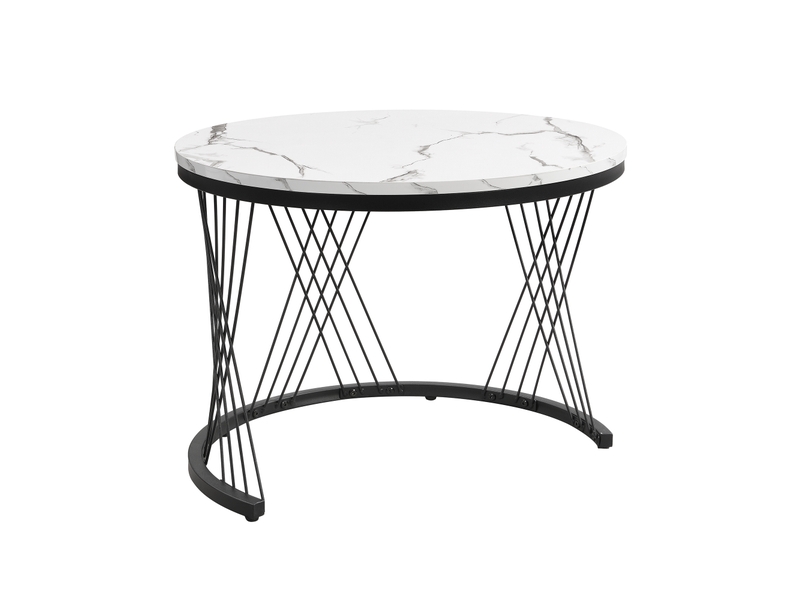  Tables basses gigognes avec 2 tiroirs, finition brillante aspect marbre, en mdf, blanc - uvrion  - Conforama A