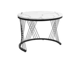 Tables basses gigognes avec 2 tiroirs, finition brillante aspect marbre, en mdf, blanc - uvrion