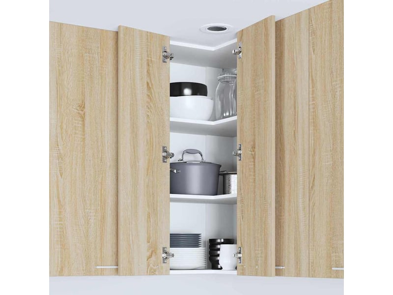  Meuble de rangement cuisine, armoire suspendue chêne sonoma et blanc 57x57x100cm  - Conforama D
