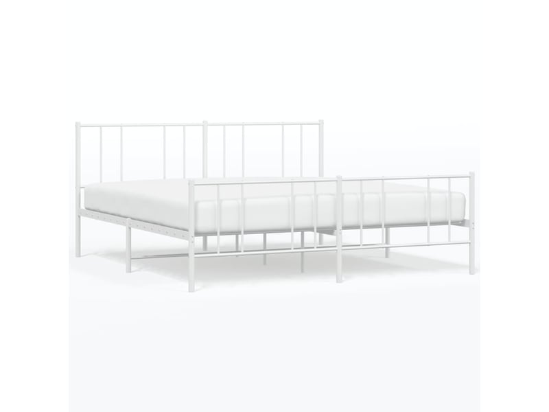  Lit double- lit adulte -  cadre de lit métal sans matelas et pied de lit blanc 200x200 cm  - Conforama A