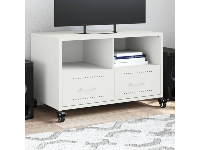  Meuble tv - banc tv - meuble de rangement blanc 68x39x43,5 cm acier  - Conforama B
