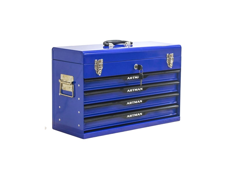  Boîte à outils 53.2x22.3x34.5 cm avec tiroirs en métal bleu et noir  - Conforama B