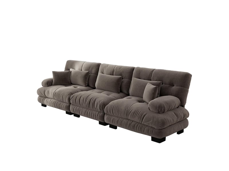  Canapé modulable 3 places en tissu chenille marron W3325S00235 - Conforama B
