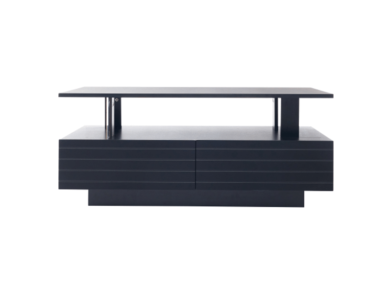  Table basse led noire en acrylique - double plateau, rangement bluetooth  - Conforama A