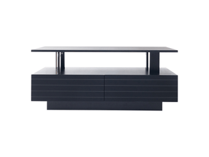 Table basse led noire en acrylique - double plateau, rangement bluetooth